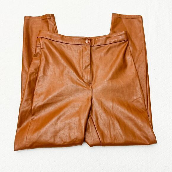 Wilfred Free Aritzia Faux Leather Brown Skinny Jeans Size 4 - Picture 4 of 7